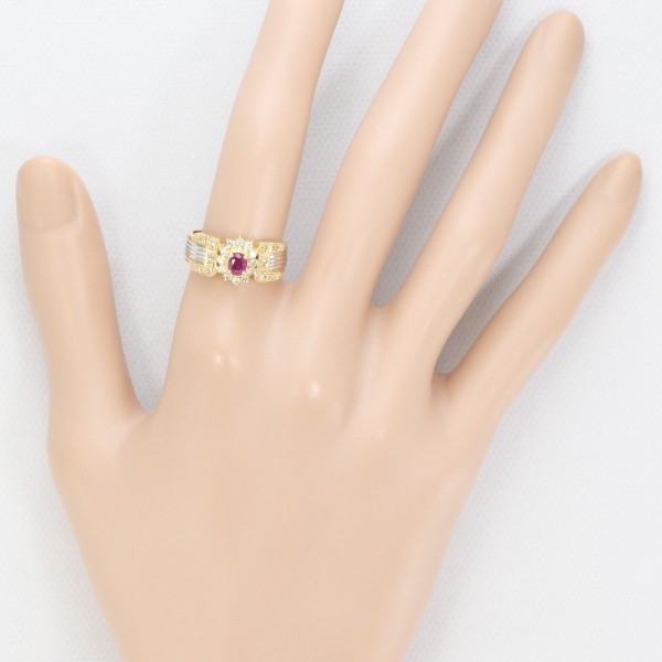 PT900 プラチナ K18YG リング 指輪 12号 ルビー 0.31 ダイヤ ジュエリー 中古 PT900 プラチナ K18YG リング 指輪 12号 ルビー 0.31 ダイヤ ジュエリー 中古