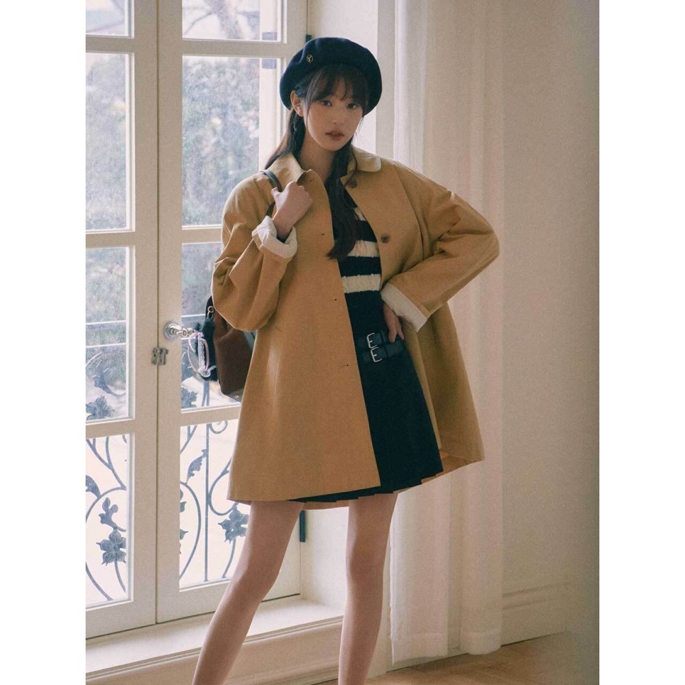 【新品】polaura ポローラ　ミニトレンチ 美品 polaura ポローラロングトレンチコートロングコートストール付