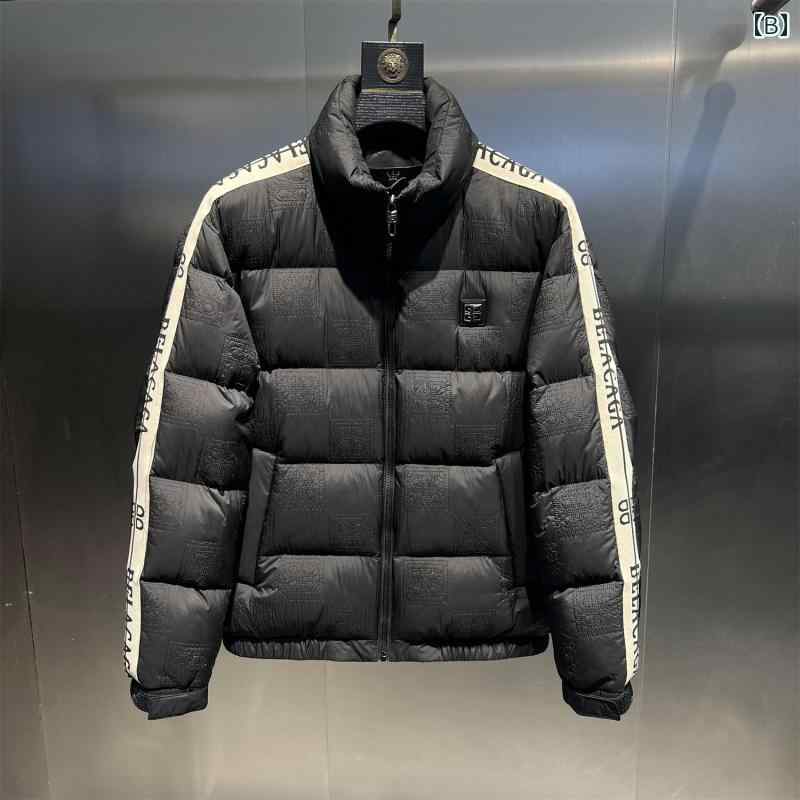 秋冬 コーデ メンズ 服 シンプル ファッション オシャレ 大人 かっこいい 大きいサイズ ストリート 紳士服 スタンドカラー トップス 長袖 ジャケット レーベル ダウン