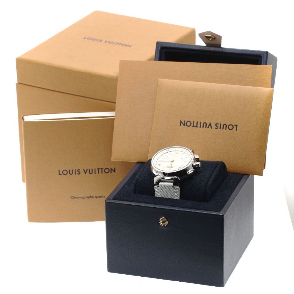 ルイ・ヴィトン LOUIS VUITTON QA093 タンブール ニューウェーブ クロノグラフ クォーツ メンズ 箱・保証書付き_885379【中古】 ルイ・ヴィトン LOUIS VUITTON QA093 タンブール ニューウェーブ クロノグラフ クォーツ メンズ 箱・保証書付き_885379【中古】