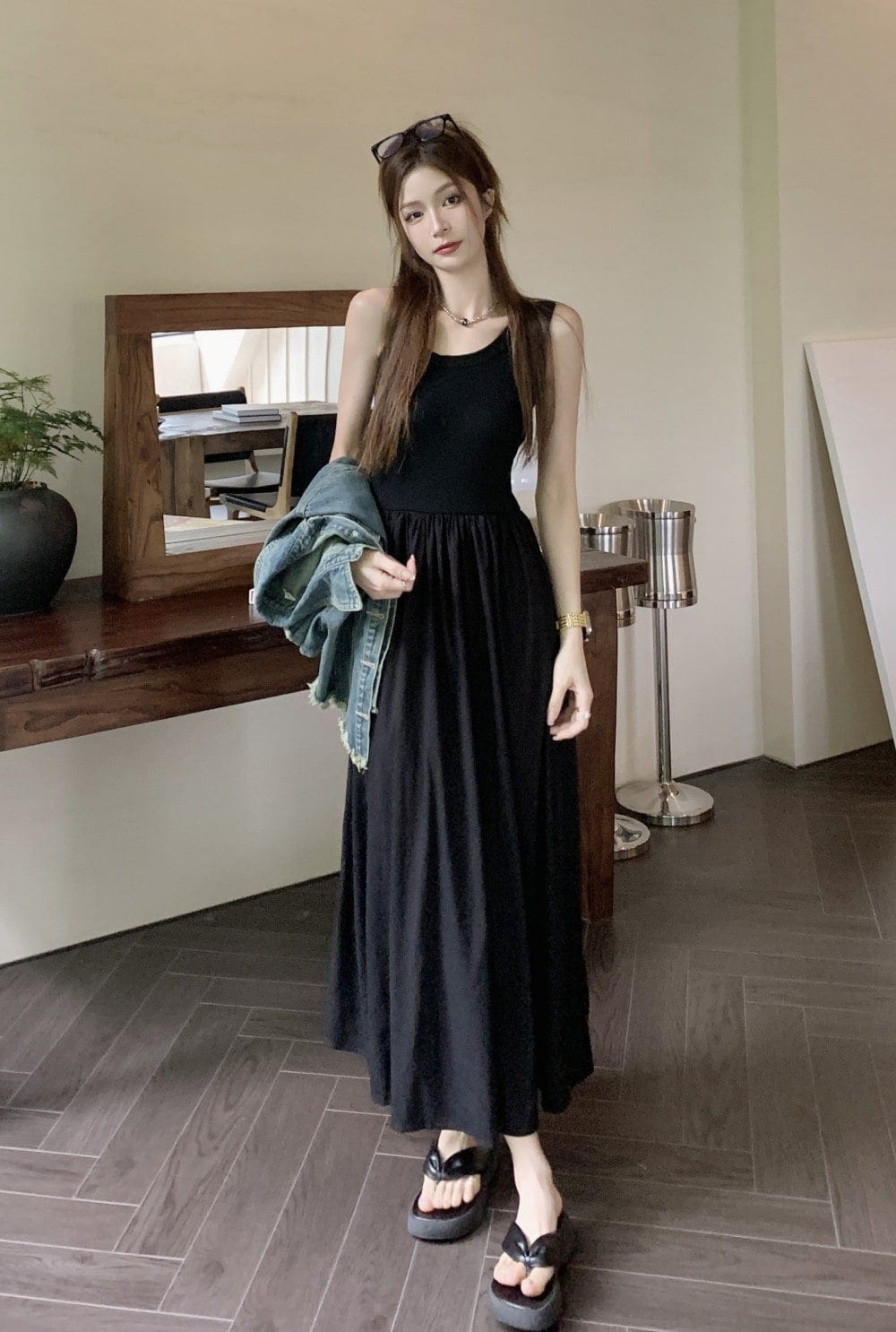 【急速出荷!】デニムジャケット半袖ジャケット+ワンピース女性レギンスの上に着 【急速出荷!】デニムジャケット半袖ジャケット+ワンピース女性レギンスの上に着