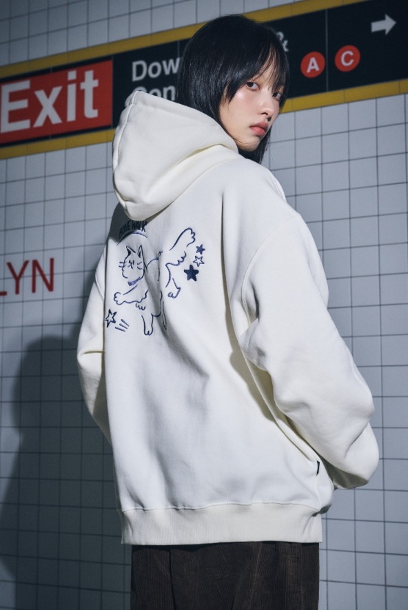 [CPGN STUDIO ]★ BRAVE CAT embroidered hoodie MUSINSA | CPGN STUDIO BRAVE CAT embroidered hoodie cream
