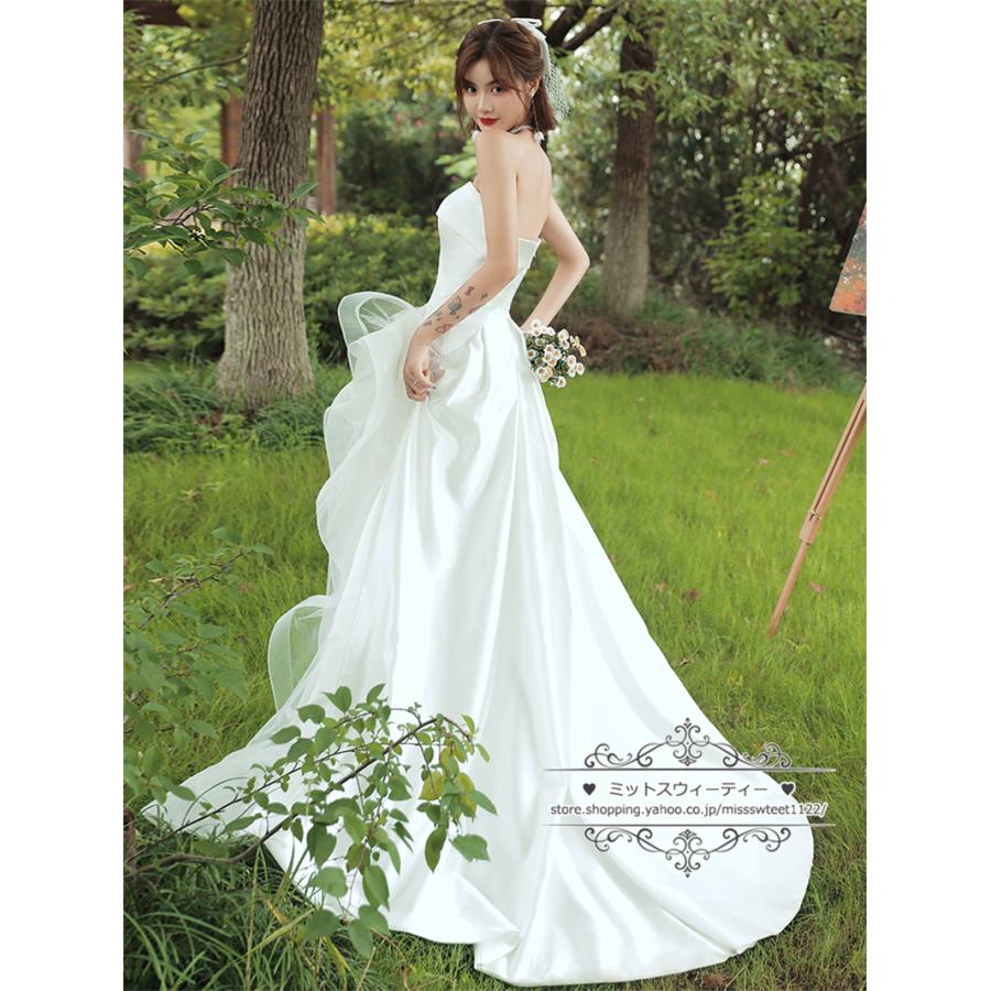 ウェディングドレス 二次会 結婚式 白 赤 ブライダル ファスナー スリット ベアトップ ビスチェ 前撮り 海外挙式 花嫁 リゾート ウエディングドレス パーティー