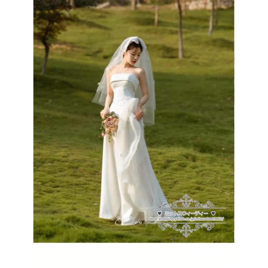 ウェディングドレス 二次会 結婚式 白 赤 ブライダル ファスナー スリット ベアトップ ビスチェ 前撮り 海外挙式 花嫁 リゾート ウエディングドレス パーティー