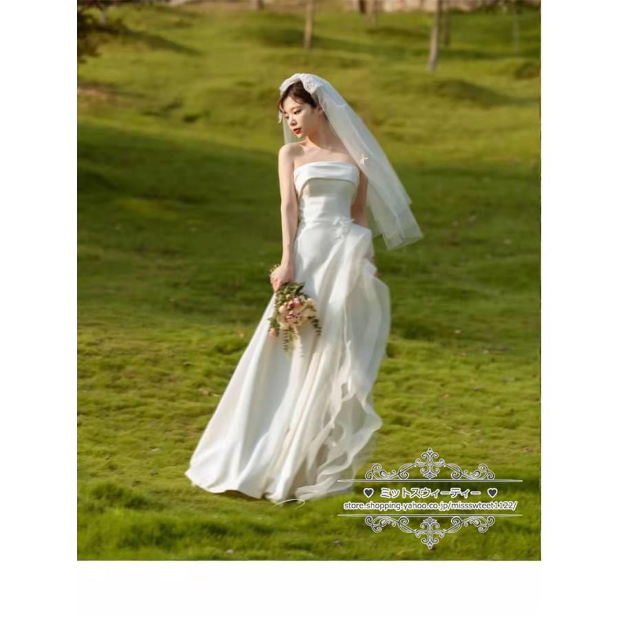 ウェディングドレス 二次会 結婚式 白 赤 ブライダル ファスナー スリット ベアトップ ビスチェ 前撮り 海外挙式 花嫁 リゾート ウエディングドレス パーティー