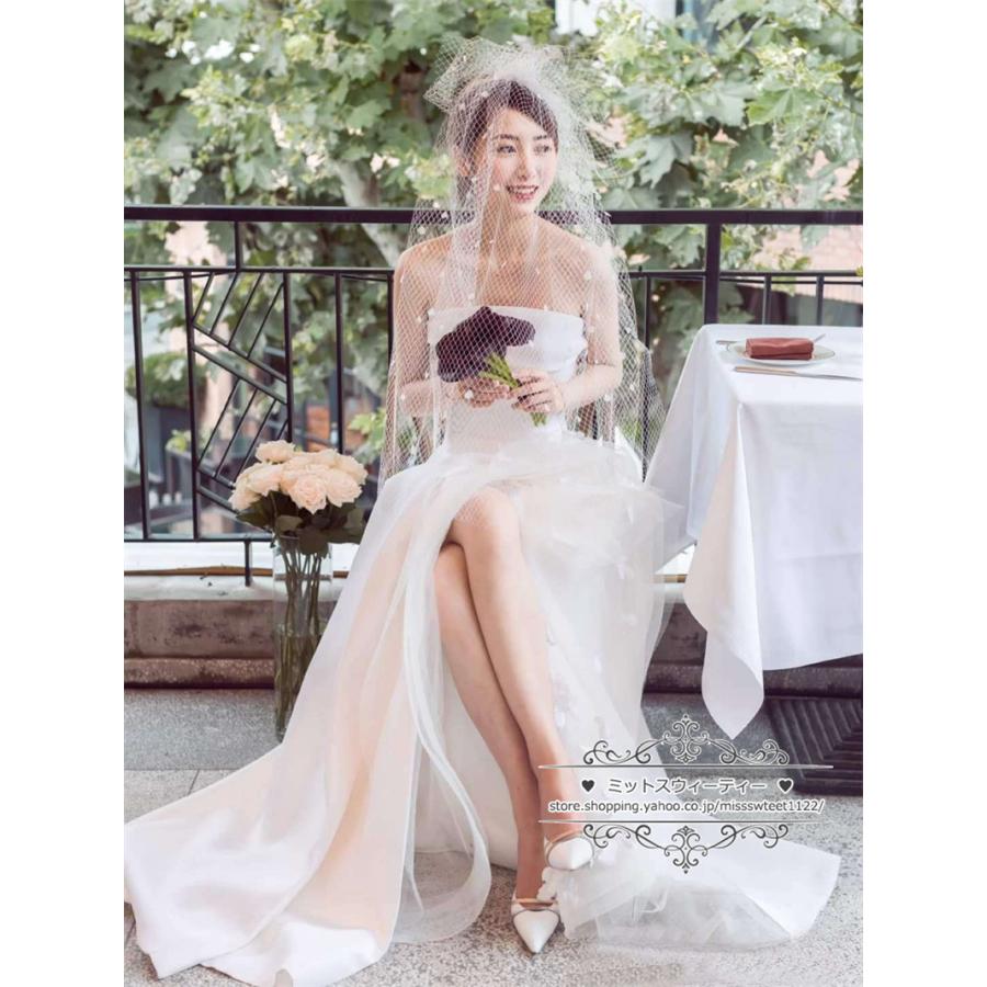ウェディングドレス 二次会 結婚式 白 赤 ブライダル ファスナー スリット ベアトップ ビスチェ 前撮り 海外挙式 花嫁 リゾート ウエディングドレス パーティー