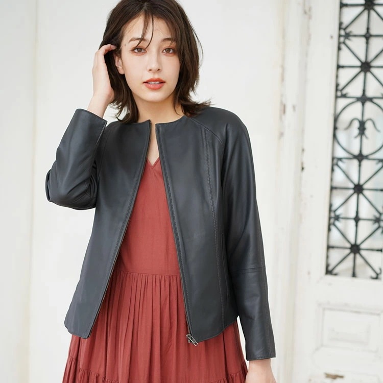 ラムレザーライダースジャケットショート丈 ラムレザーライダースジャケットショート丈