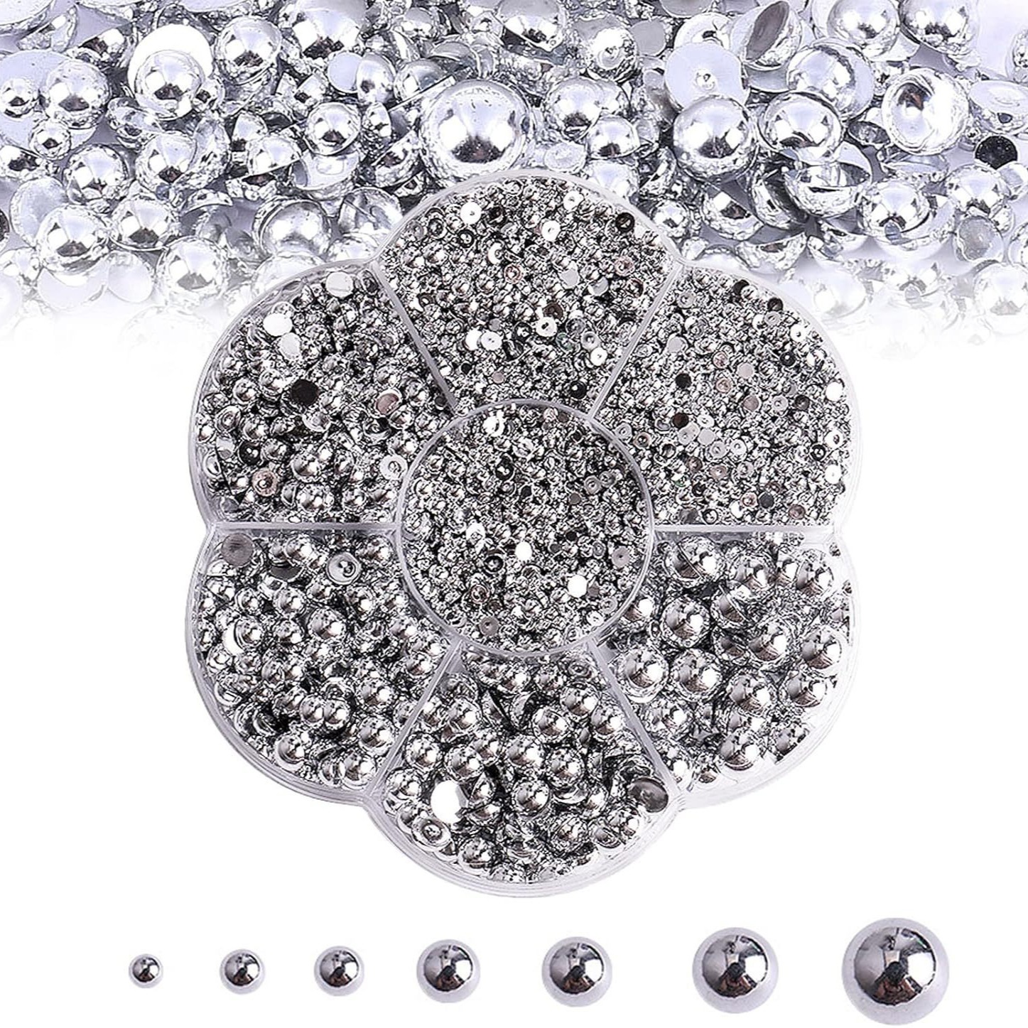 【1点ご購入 で10点プレゼントいたします】ゴールドシルバーネイル半円パールアクセサリー4 mmサイズ混装abs半楕円形パール