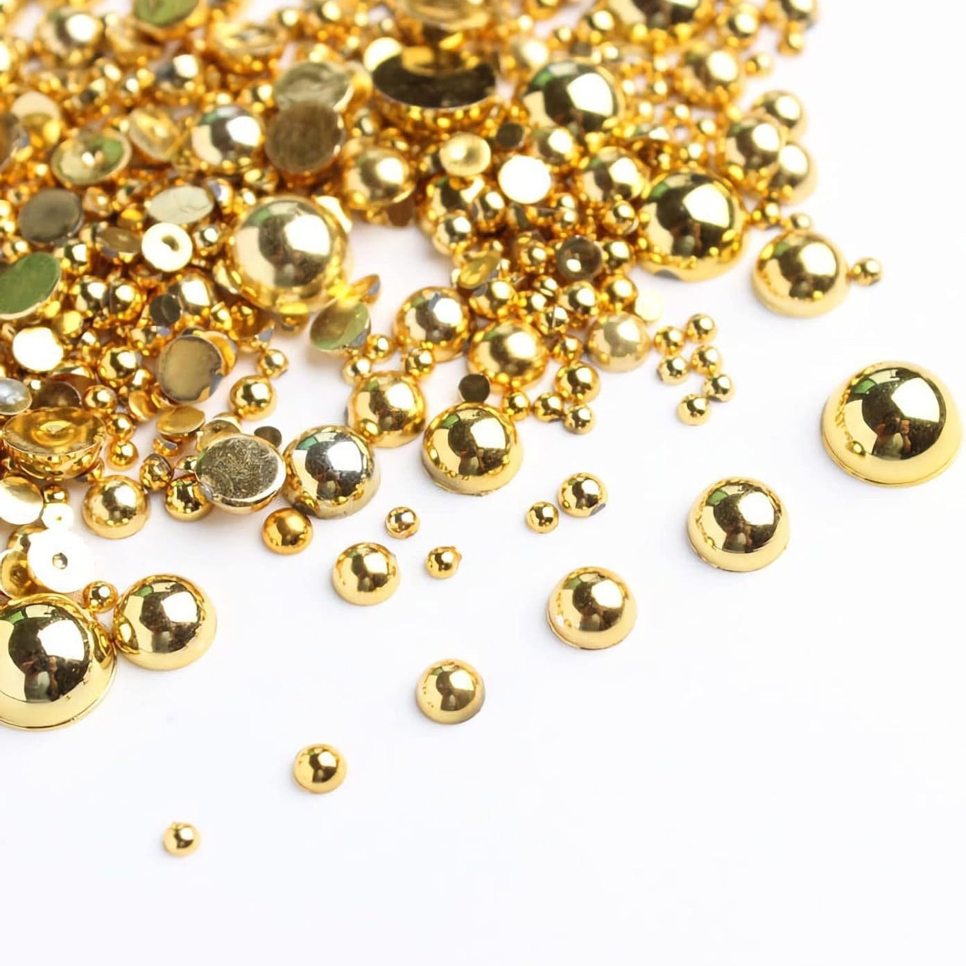 【1点ご購入 で10点プレゼントいたします】ゴールドシルバーネイル半円パールアクセサリー4 mmサイズ混装abs半楕円形パール