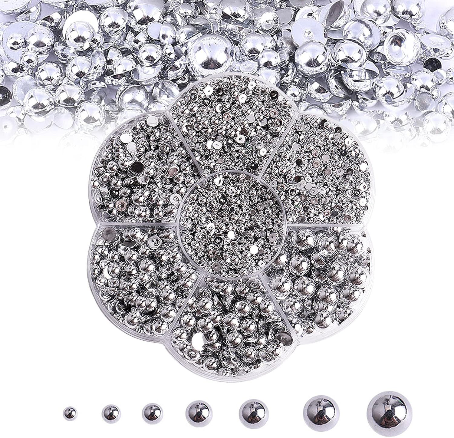 【1点ご購入 で10点プレゼントいたします】ゴールドシルバーネイル半円パールアクセサリー4 mmサイズ混装abs半楕円形パール