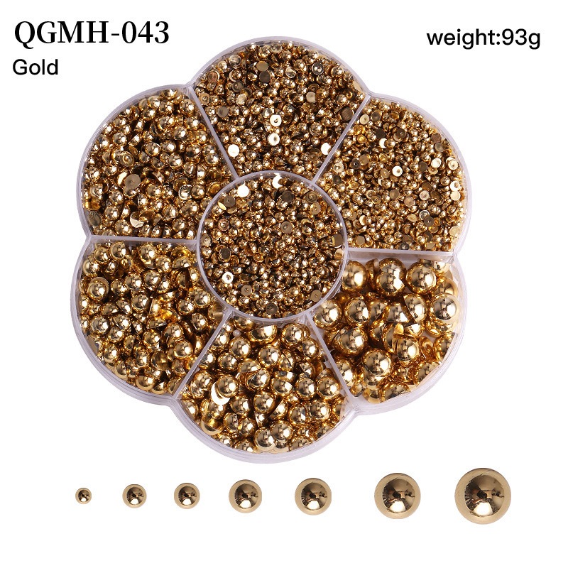 【1点ご購入 で10点プレゼントいたします】ゴールドシルバーネイル半円パールアクセサリー4 mmサイズ混装abs半楕円形パール