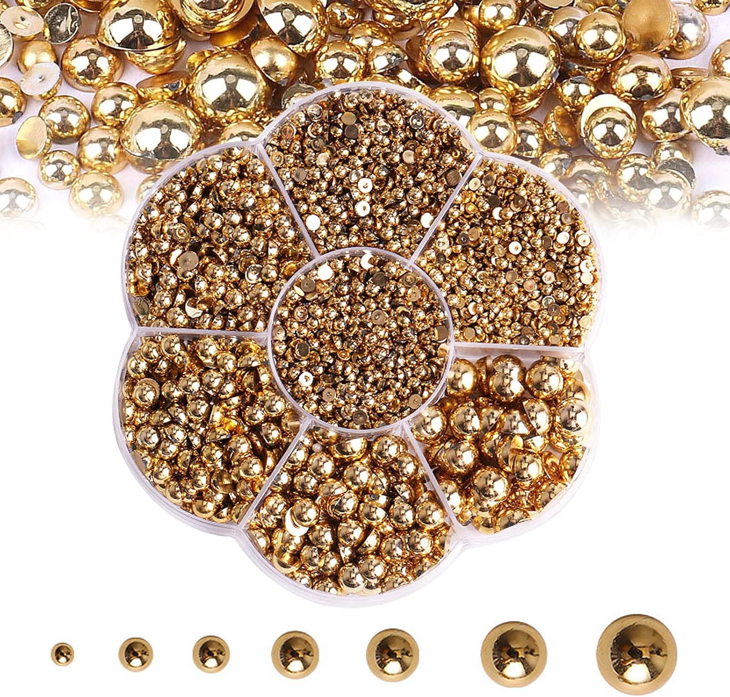 【1点ご購入 で10点プレゼントいたします】ゴールドシルバーネイル半円パールアクセサリー4 mmサイズ混装abs半楕円形パール