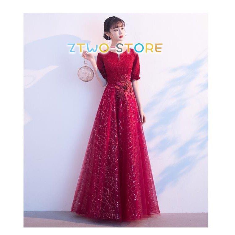 【6月新品＆イベントセール】期間限定パーティードレス ウエディングドレス ロング丈ドレス 袖あり aラインワンピース 結婚式ドレス 大きいサイズ 披露宴 二次会 謝恩会 演奏会 発表会 食事会30%O