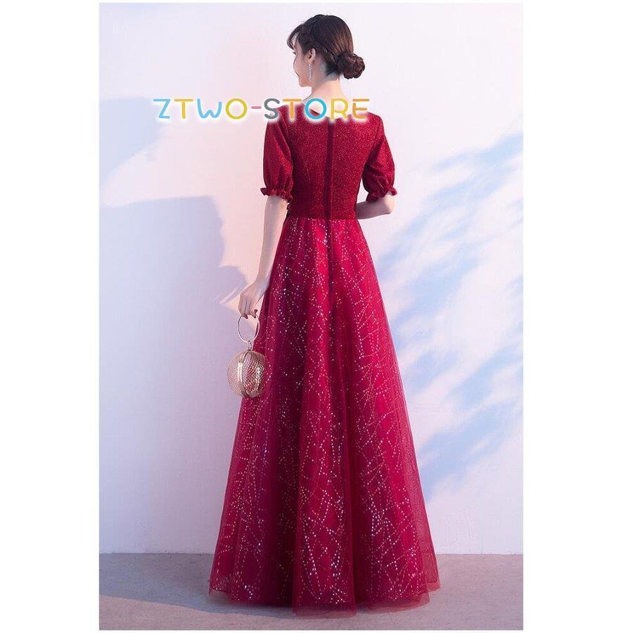 【6月新品＆イベントセール】期間限定パーティードレス ウエディングドレス ロング丈ドレス 袖あり aラインワンピース 結婚式ドレス 大きいサイズ 披露宴 二次会 謝恩会 演奏会 発表会 食事会30%O