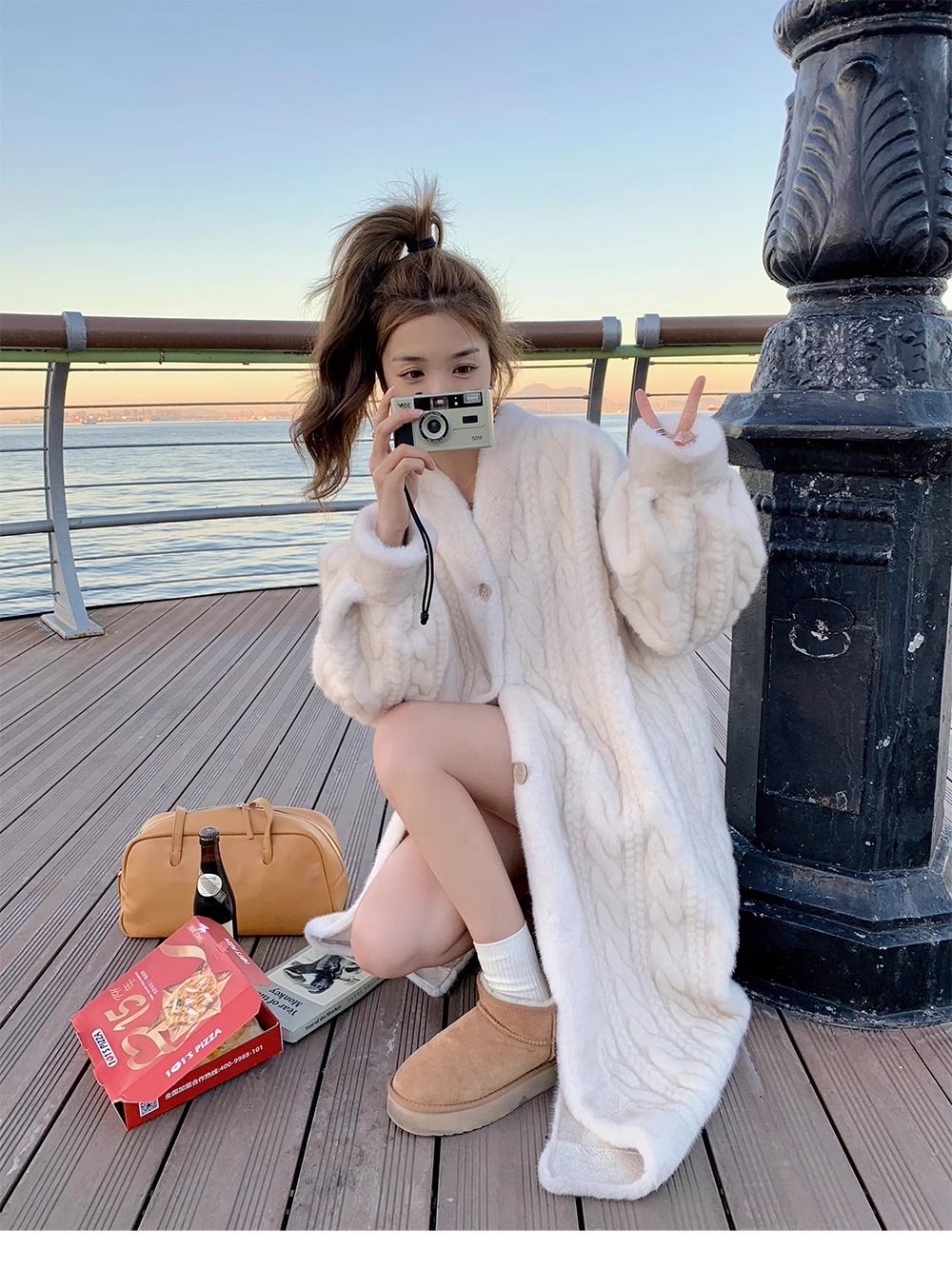 ダウンジャケットふわふわ アウター レディースファッション アウター ロングコート 膝下丈 レディース コート 厚手裏起毛イミテーションウサギ毛 毛皮ジャケットカジュアル ボアコート