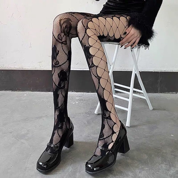 Qoo10] ズボンと靴下サイド透かし漁網靴下セクシー