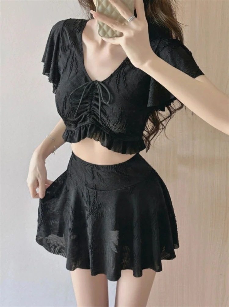 水着 レディース 上下セット 水着 体型カバー 2点セット 20代 30代 40代 女子 水着 セレパート かわいい 水着 温泉 旅行 みずぎ 女子 無地 みずぎ 大人フィットネス 水着 着痩せ プー