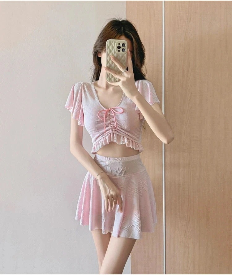 水着 レディース 上下セット 水着 体型カバー 2点セット 20代 30代 40代 女子 水着 セレパート かわいい 水着 温泉 旅行 みずぎ 女子 無地 みずぎ 大人フィットネス 水着 着痩せ プー