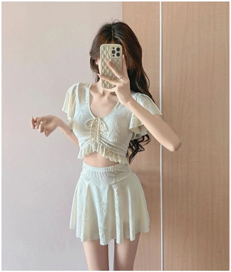 水着 レディース 上下セット 水着 体型カバー 2点セット 20代 30代 40代 女子 水着 セレパート かわいい 水着 温泉 旅行 みずぎ 女子 無地 みずぎ 大人フィットネス 水着 着痩せ プー