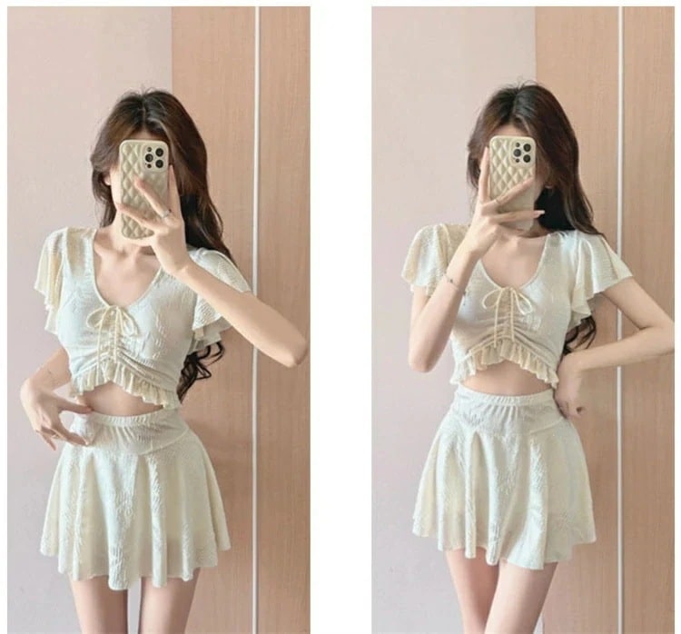 水着 レディース 上下セット 水着 体型カバー 2点セット 20代 30代 40代 女子 水着 セレパート かわいい 水着 温泉 旅行 みずぎ 女子 無地 みずぎ 大人フィットネス 水着 着痩せ プー