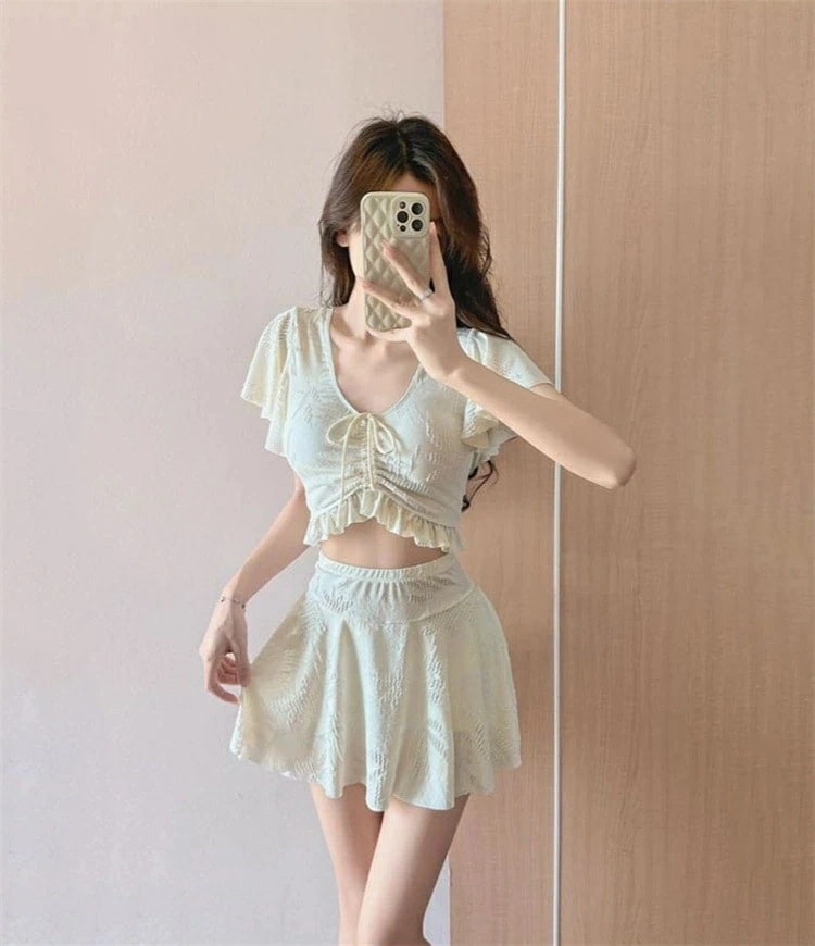 水着 レディース 上下セット 水着 体型カバー 2点セット 20代 30代 40代 女子 水着 セレパート かわいい 水着 温泉 旅行 みずぎ 女子 無地 みずぎ 大人フィットネス 水着 着痩せ プー