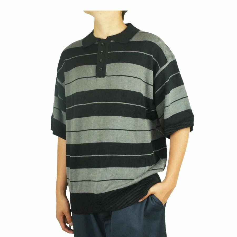 CALTOP キャルトップ カルトップメンズ ニット ポロシャツ999 KNIT SS TOP CHARLIE BROWNチャーリーブラウンBLACK/CHAR