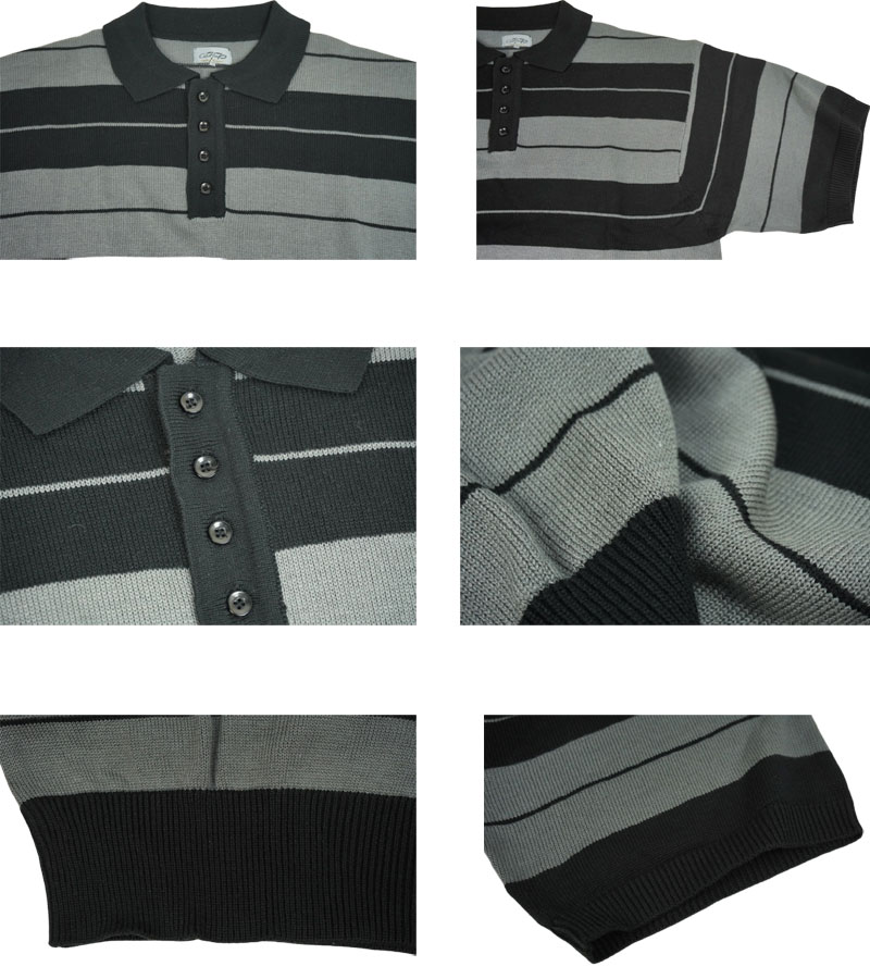 CALTOP キャルトップ カルトップメンズ ニット ポロシャツ999 KNIT SS TOP CHARLIE BROWNチャーリーブラウンBLACK/CHAR