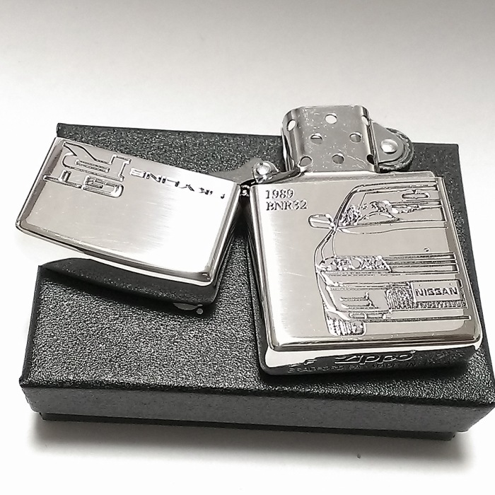 ZIPPO ライター スカイラインGT-R 生誕50周年記念 ジッポ R32 限定 日産公認モデル GTR-BNR32 シリアル入り シルバーイブシ 両面加工 車 かっこいい メンズ ギフト