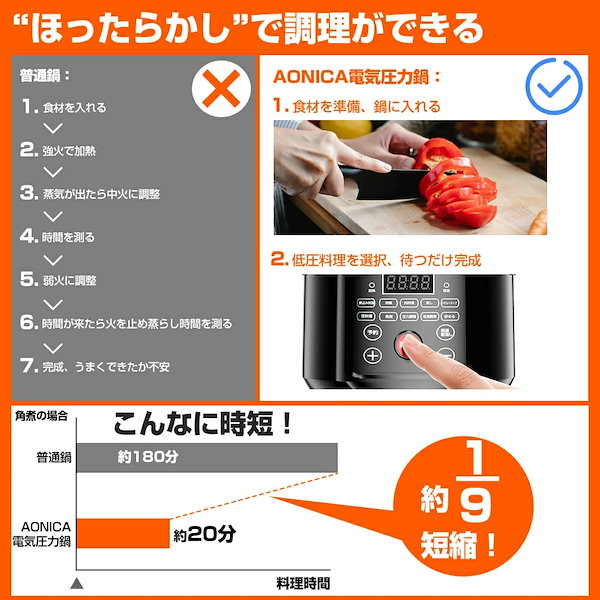 AONCIA 電気圧力鍋 E-PC031-B 3L コスパ良し・サイズ感良し・使い勝手良しの3拍子が揃った
