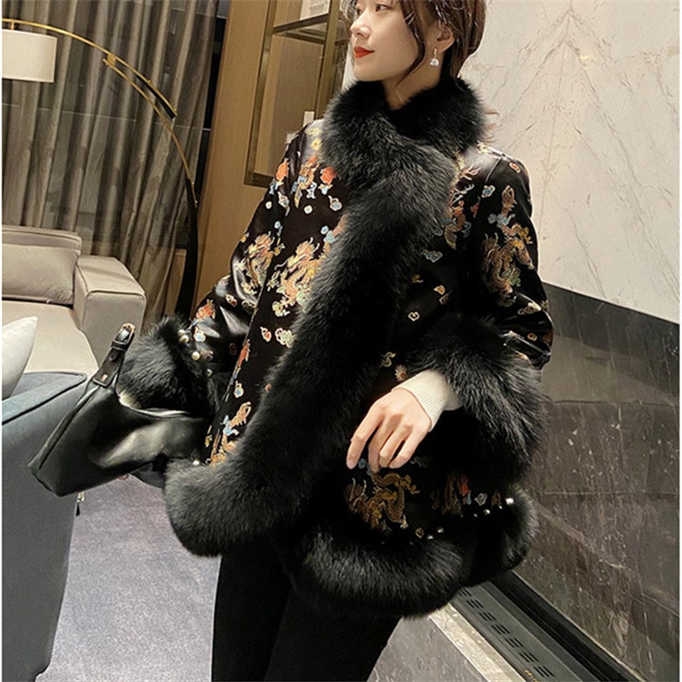 通勤する 2021年冬の新作 イミテーションフォックス ポンチョ ファー コート 中国の風 中国服 通勤する 2021年冬の新作 イミテーションフォックス ポンチョ ファー コート 中国の風 中国服