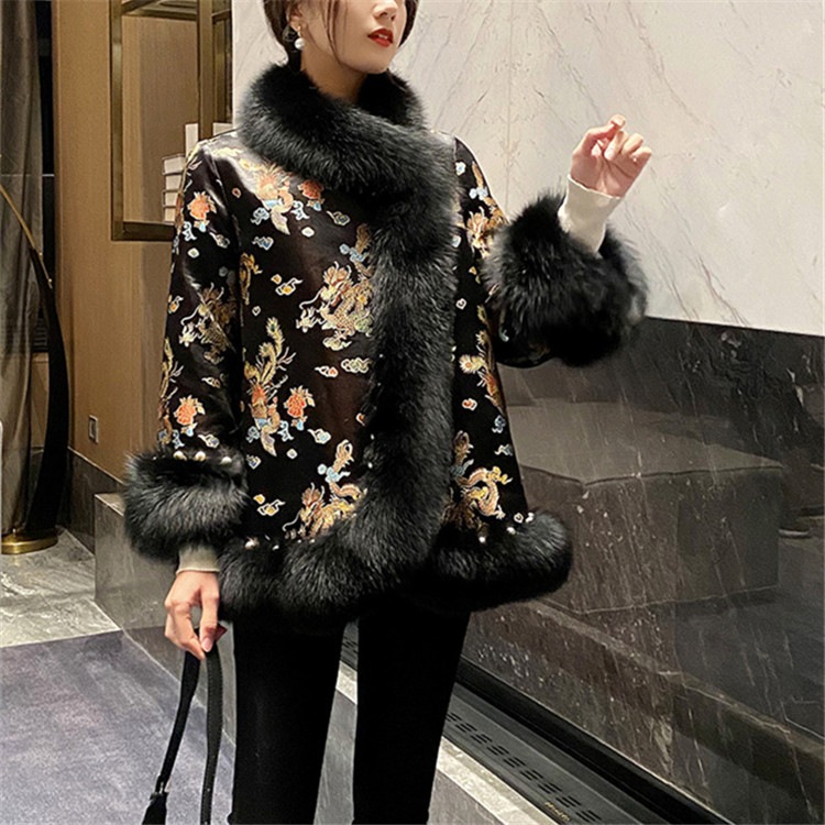 通勤する 2021年冬の新作 イミテーションフォックス ポンチョ ファー コート 中国の風 中国服 通勤する 2021年冬の新作 イミテーションフォックス ポンチョ ファー コート 中国の風 中国服