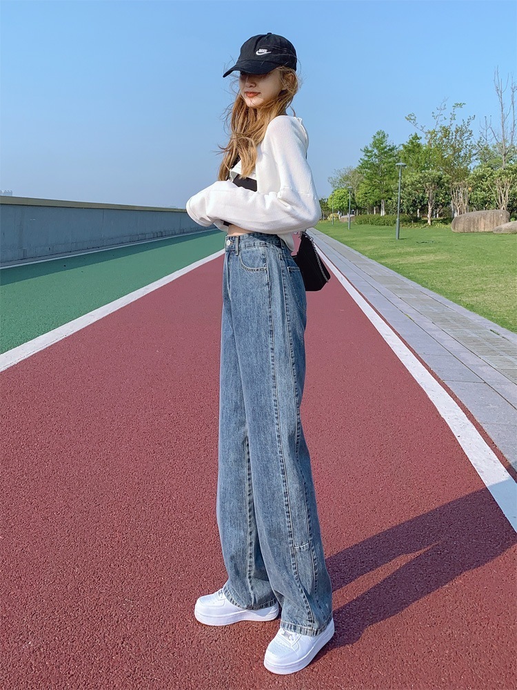 ハイウエストワイドレッグ ジーンズ ルーズ ストレートパンツ miniministore ジーンズ デニム デニムパンツ 「お気に入り数15