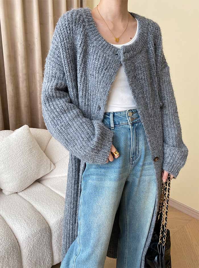 カーディガン ロングカーディガン きれいめ アウター レディース 秋冬 ニット コート ニットカーディガン 着流し ロングカーデ 厚手 ロング丈 長袖 ロングコート ロングニット ガウンコート ざっく