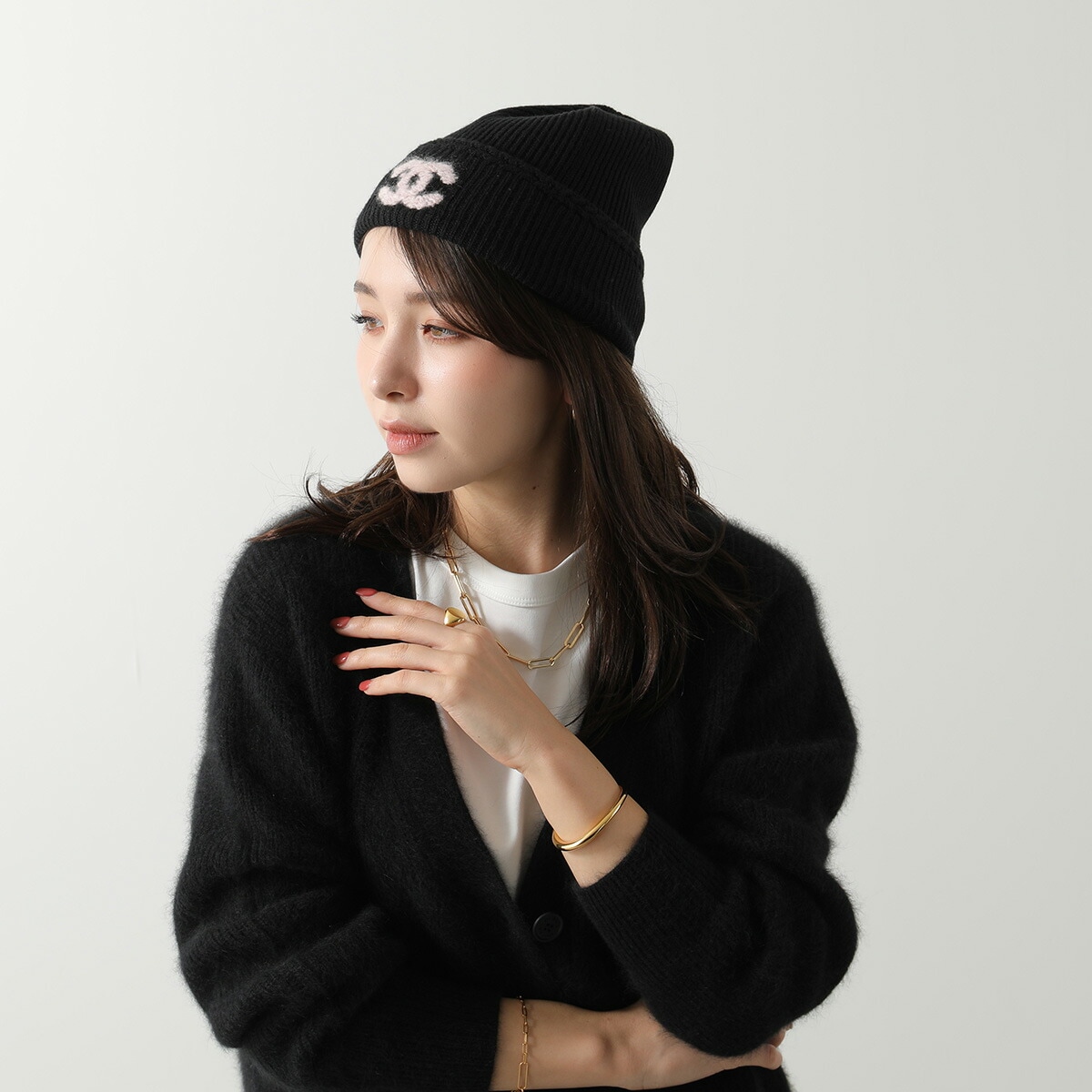 新品未使用　CHANEL シャネル　チャプカ　フライトキャップ　ニット帽　黒 CHANEL シャネル ニット帽 AAB254 B21462 レディース カシミヤ