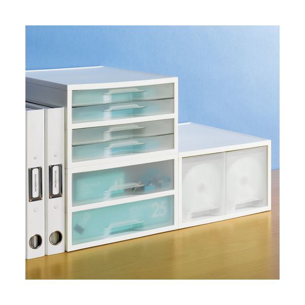 （まとめ） 岩崎工業 PP製引き出しケース A4タテ 浅型2段 ホワイトクリア ST6101CW 1台 3セット