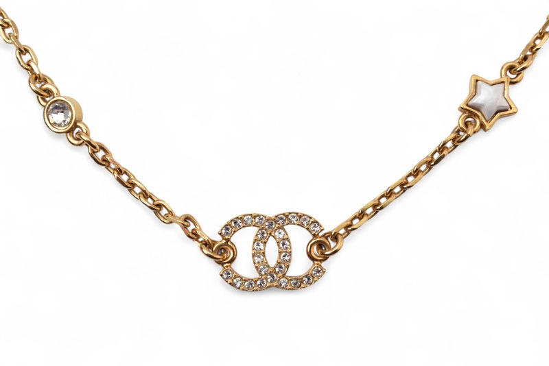 ネックレス/ペンダント/ブレスレット 2way ココマーク/CC/スター ラインストーン ゴールド B24 ネックレス/ペンダント/ブレスレット 2way ココマーク/CC/スター ラインストーン ゴールド B24