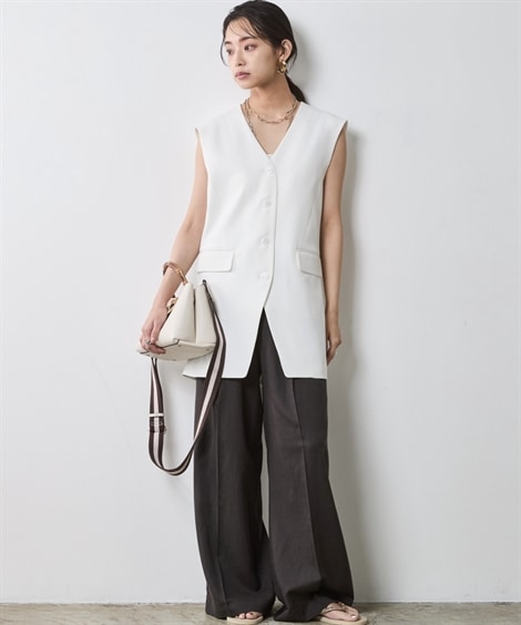 ロングパンツ レーヨン麻タックワイドパンツ 大きいサイズ有 シックスタイル