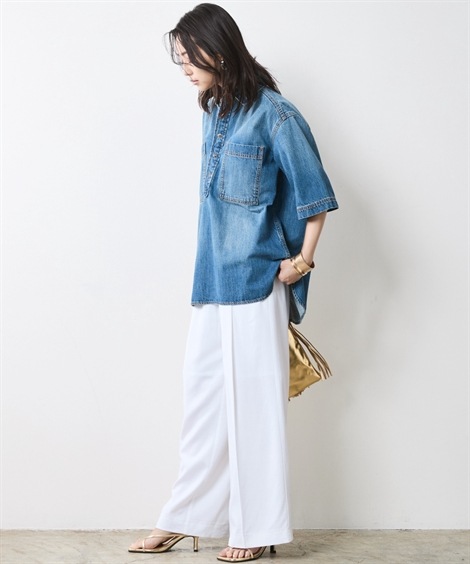 ロングパンツ レーヨン麻タックワイドパンツ 大きいサイズ有 シックスタイル