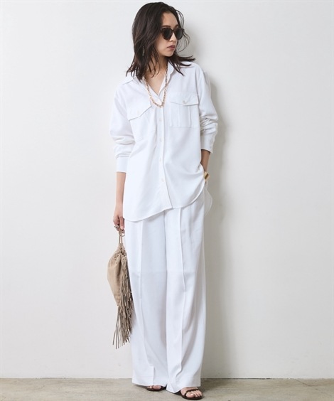 ロングパンツ レーヨン麻タックワイドパンツ 大きいサイズ有 シックスタイル