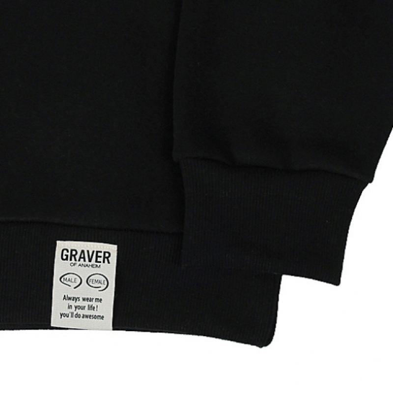 GRAVER ビッグレタリングサインスウェットシャツクリームブラックロゴ