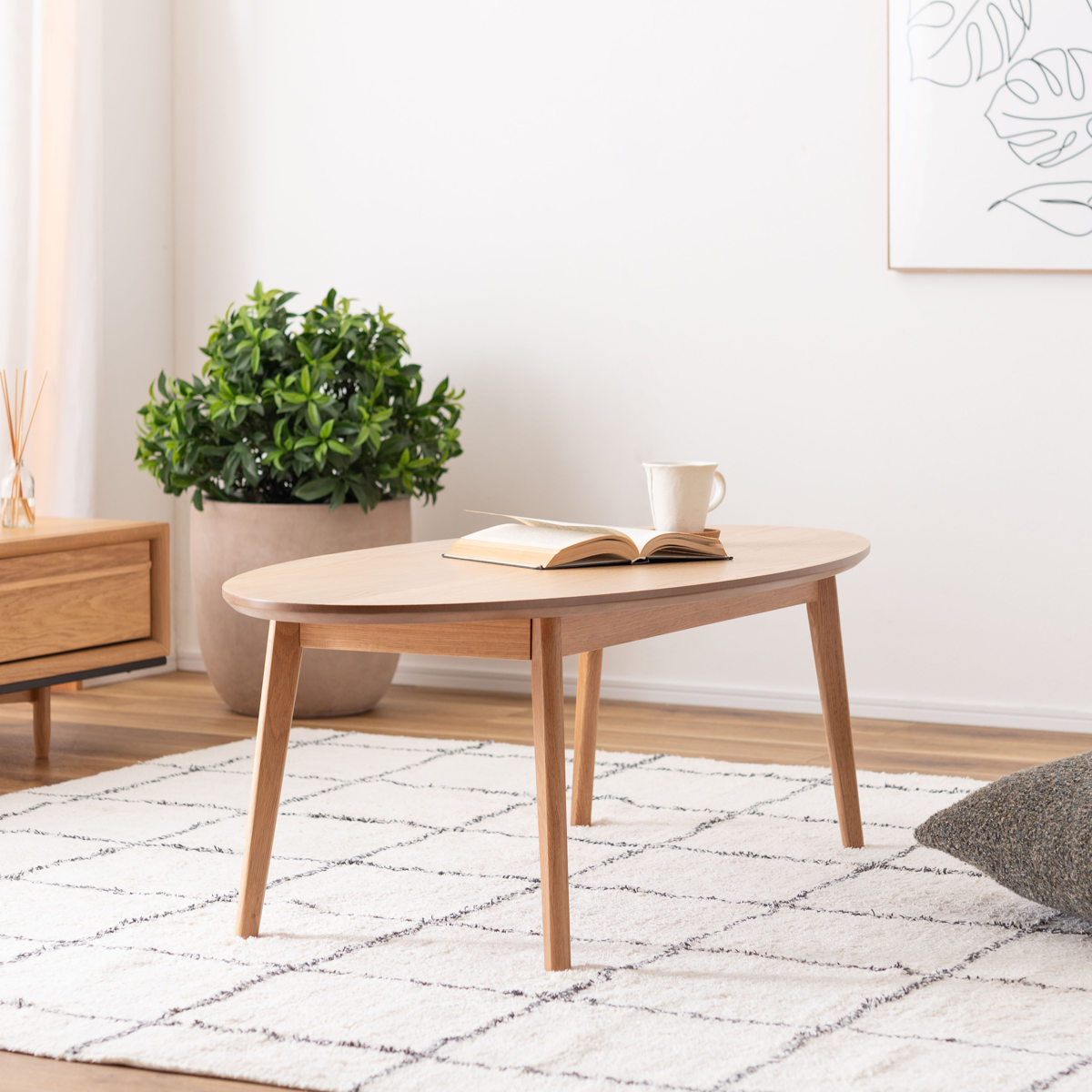 木製オーバル型センターテーブル 専用】ベルメゾン ローテーブル 木製