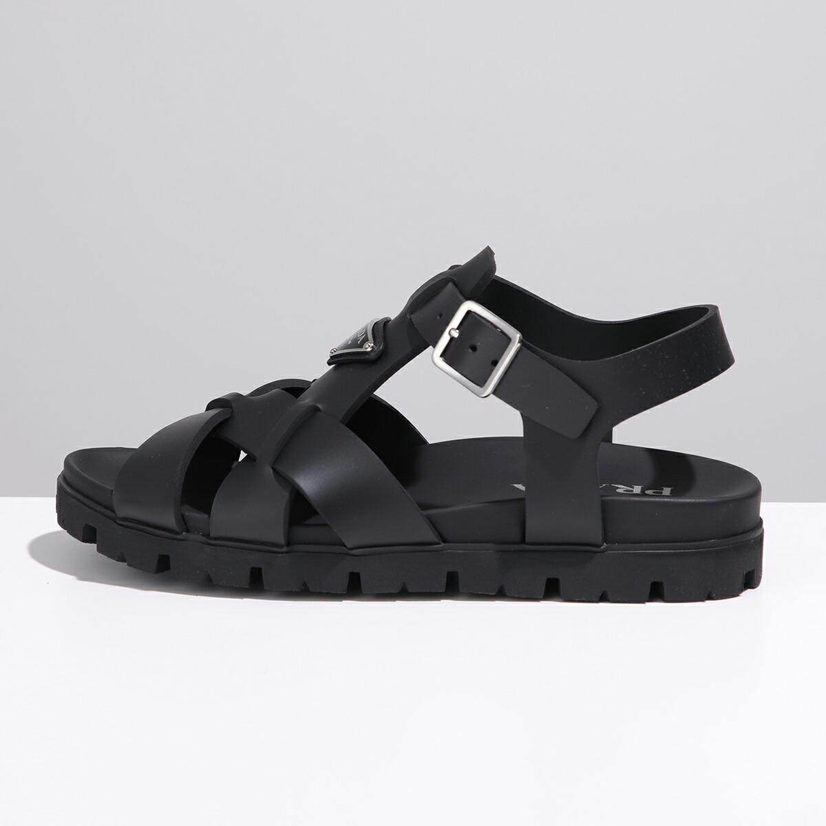 PRADA プラダ クロスサンダル 2X3118 3LKK メンズ トライアングルロゴ ラバー シューズ 靴 F0002