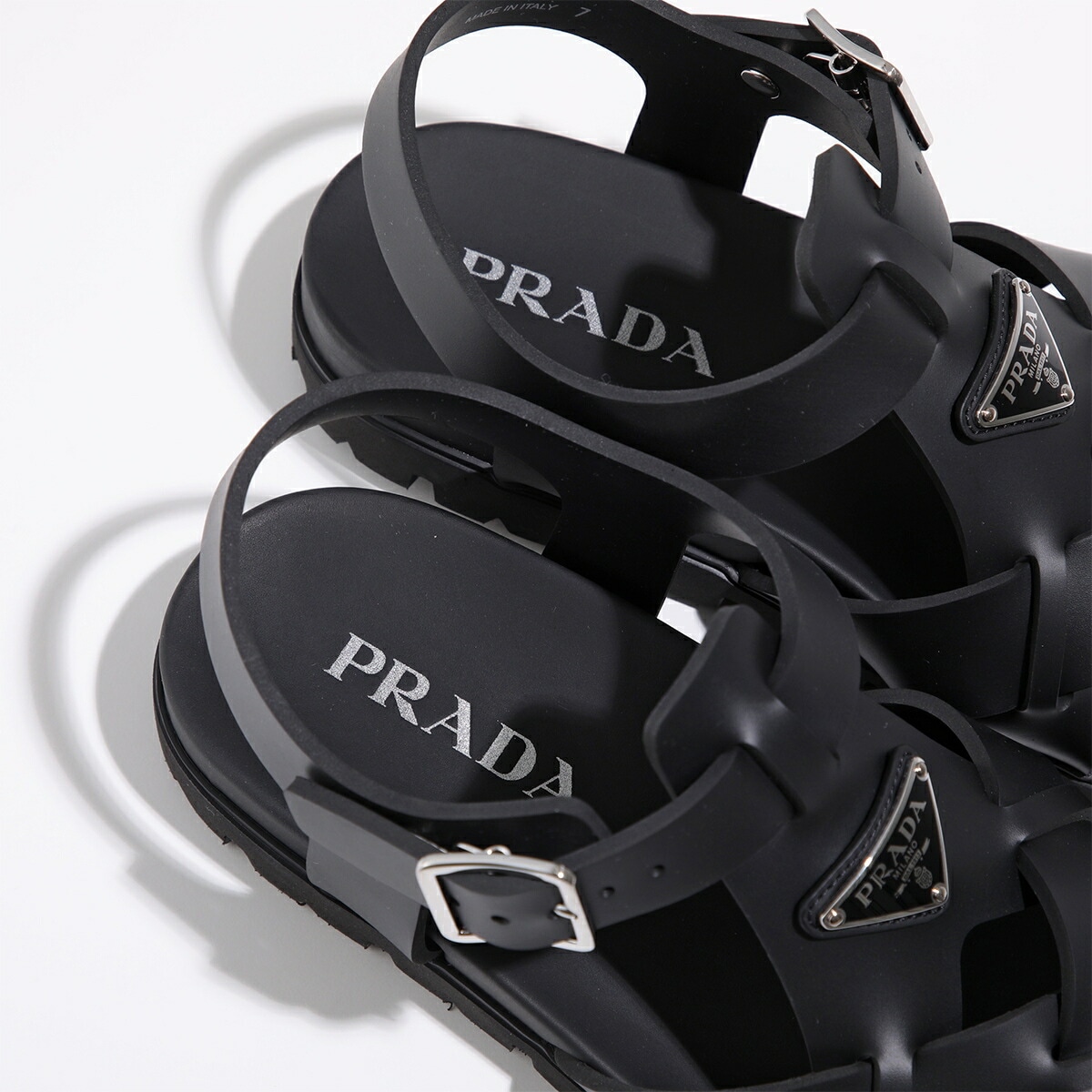 PRADA プラダ クロスサンダル 2X3118 3LKK メンズ トライアングルロゴ ラバー シューズ 靴 F0002