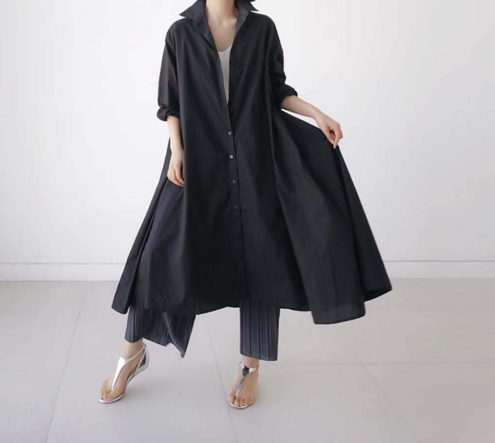 ワンピース シャツ シャツワンピース ミモレ ミモレ丈 袖あり 長袖 襟