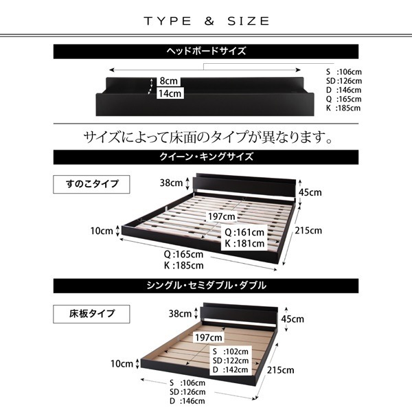 [組立設置付]棚/コンセント付 フロアベッド [ヴェーヒル] スタンダードボンネルコイルマットレス付 ダブル ホワイト [マットレス]白