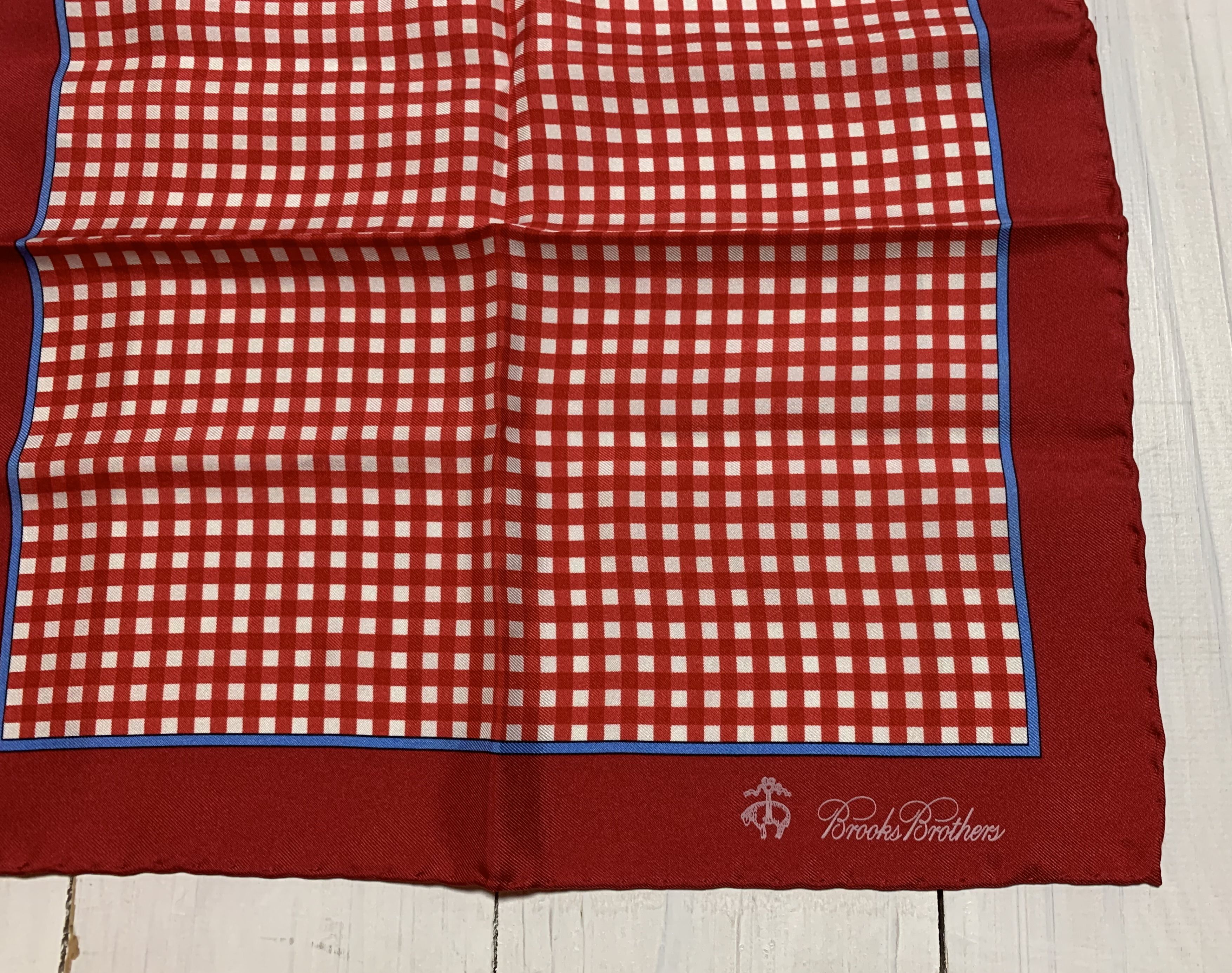 イタリア製 シルク ポケットチーフ レッド メンズ Brooks Brothers BB4-113