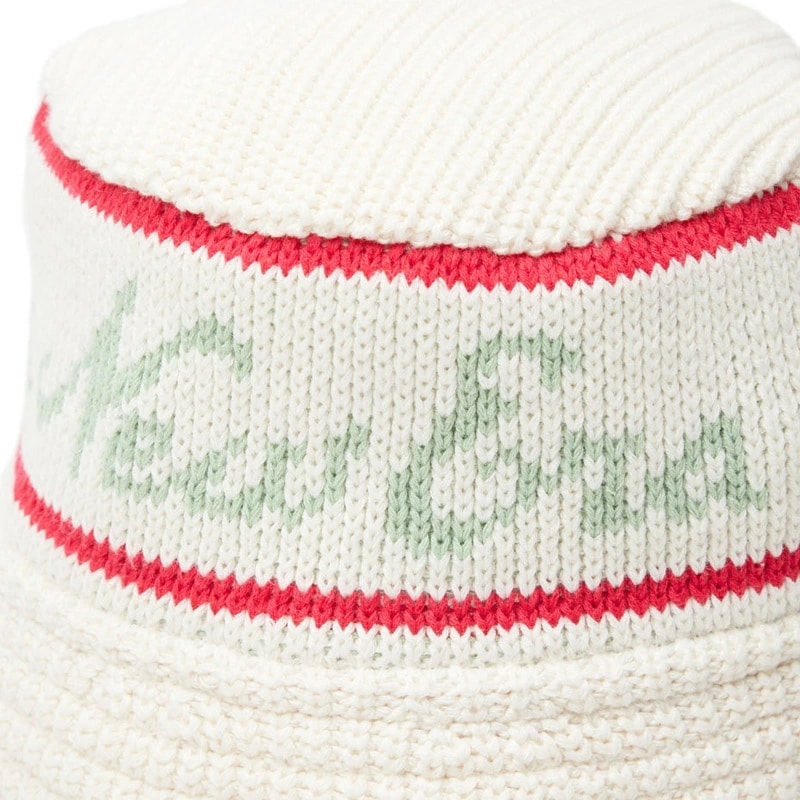 ニューエラ ニット バケハ NEW ERA WOMENS ニットバケット オールドロゴ クリーム ゴルフ 帽子 ニット帽 バケットハット 女性
