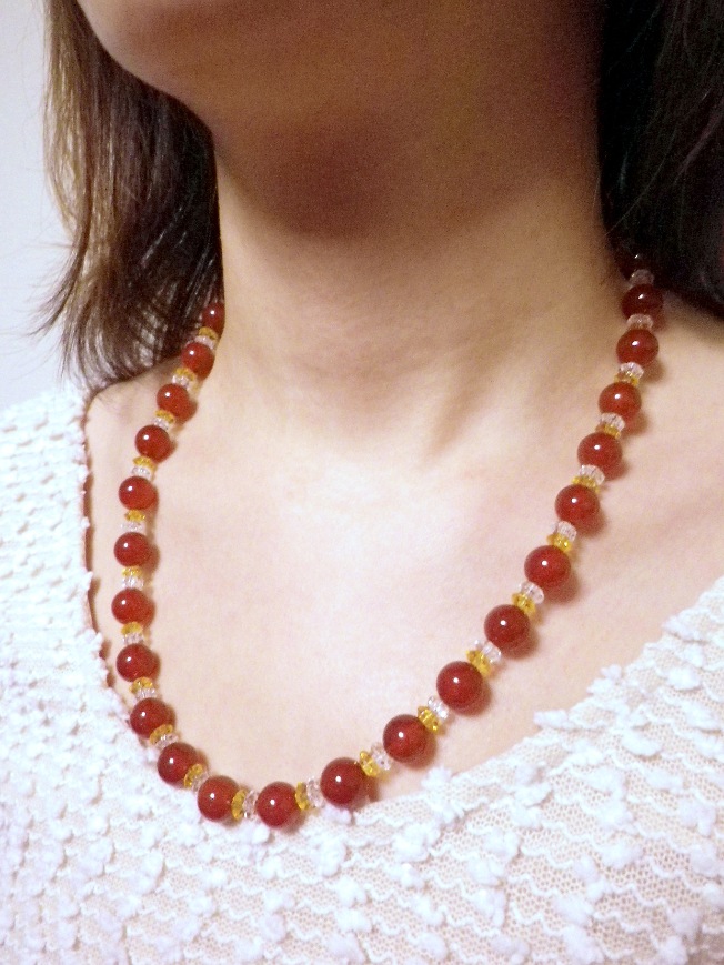 赤めのう幸福ネックレス 白水晶 黄水晶 赤メノウ メンズ レディース 効果 ハンドメイド 浄化 種類 意味 アクセサリー