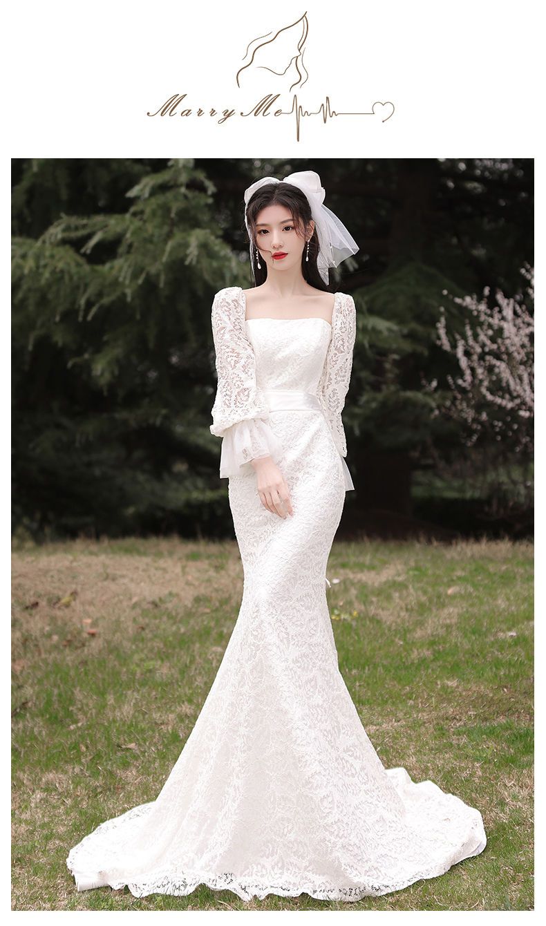 軽やかなウェディングドレス 新作の花嫁の結婚タキシードの旅は気質の魚の尾の修身の高級感の小さい尾のドレスをたたきます 軽やかなウェディングドレス 新作の花嫁の結婚タキシードの旅は気質の魚の尾の修身の高級感の小さい尾のドレスをたたきます