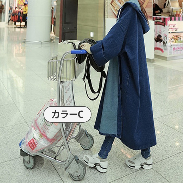 ゆったり春秋フート付きレディースロング丈アウターコート春コートロングコートフート付きおしゃれアウター